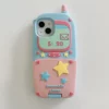 Limited 3D Retro Vintage Stars 520 Calling Keyboard Flip Phone Cover Mini Mirror Silicone Case